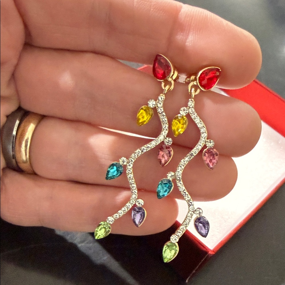 Colorful Gemstone Drop Earrings. Great for Christmas and New Year’s.